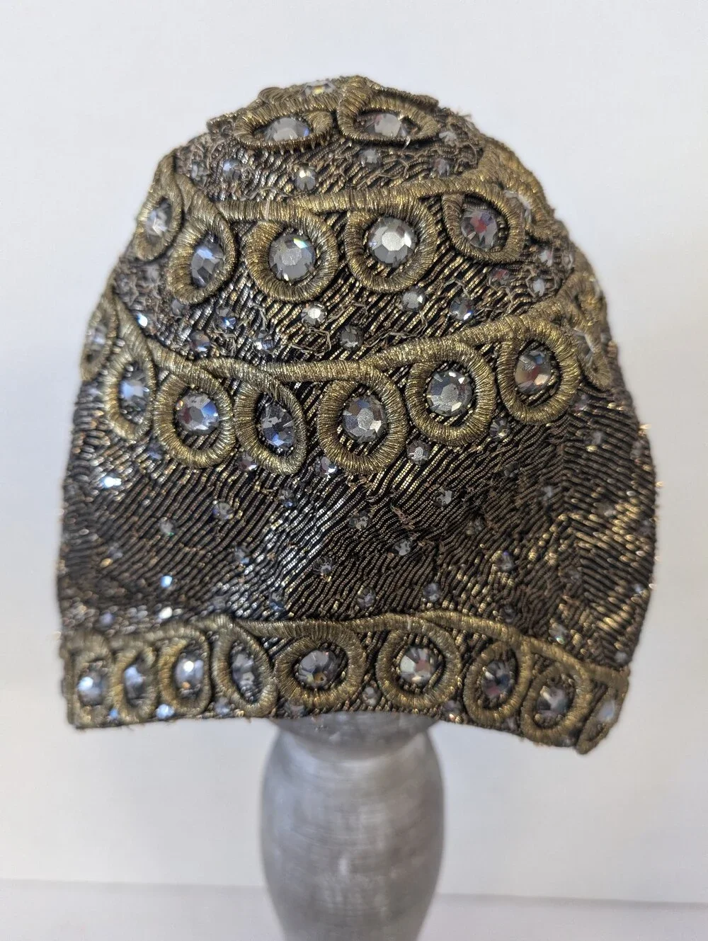 Vintage Adolfo Cloche Hat Incrusted With Rhinestone Sequin Hat - Picture 2 of 9